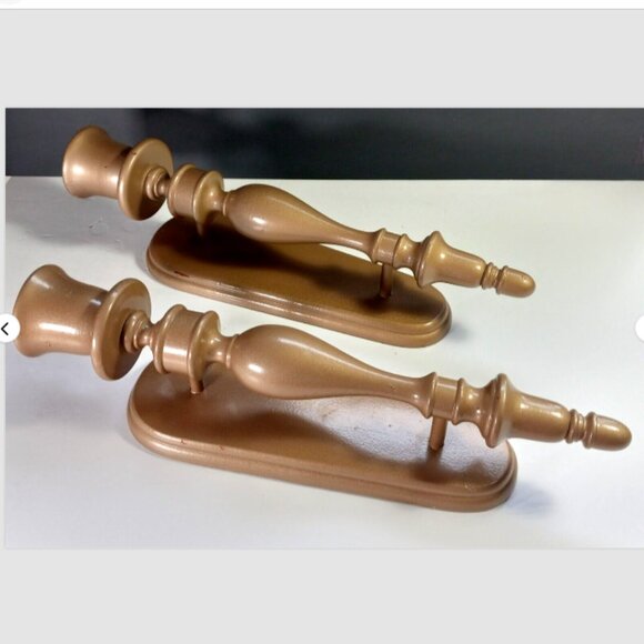 Charles Lester's Wood Wall Sconces Pair Vintage Mid Century Bronze Painted - Picture 4 of 9